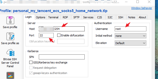 Establish a ssh conn